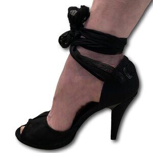 Nine West Black Peep Toe Pumps Shoes w Sexy Bow NEW- SIZE 10